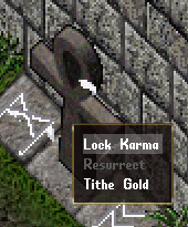 An ankh with the Lock Karma context menu option selected