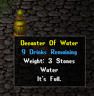 A decanter of water