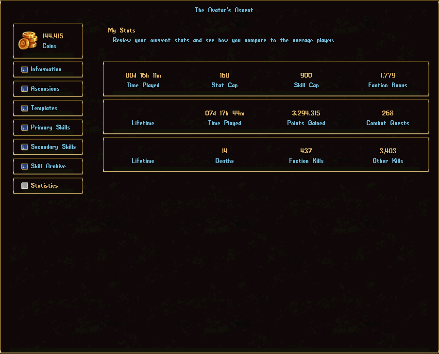 Avatar Statistics gump