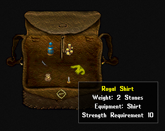 The backpack showing a shirt's tooltip