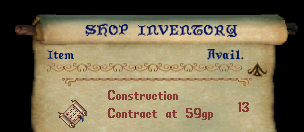 Vendor inventory showing a Construction Contract