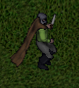 A man holding a dagger, in war mode