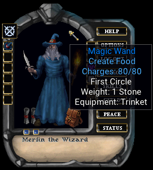 A paperdoll showing a magic wand's tooltip