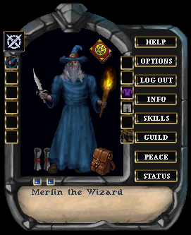 A paperdoll with a spellbook in the trinket slot