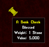 A bank check worth 5,000 gold