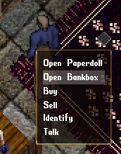 A Banker's context menu, showing Open Bankbox option